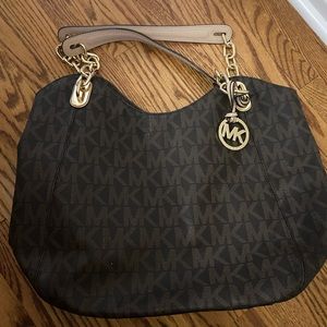 Michael Kors tan and beige bag